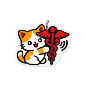 Portachiavi NFC Gattino per Bambini – Carta di Emergenza Digitale Senza App con Contatti dei Genitori, Informazioni Mediche e Dati Utili – Compatibile iPhone Android