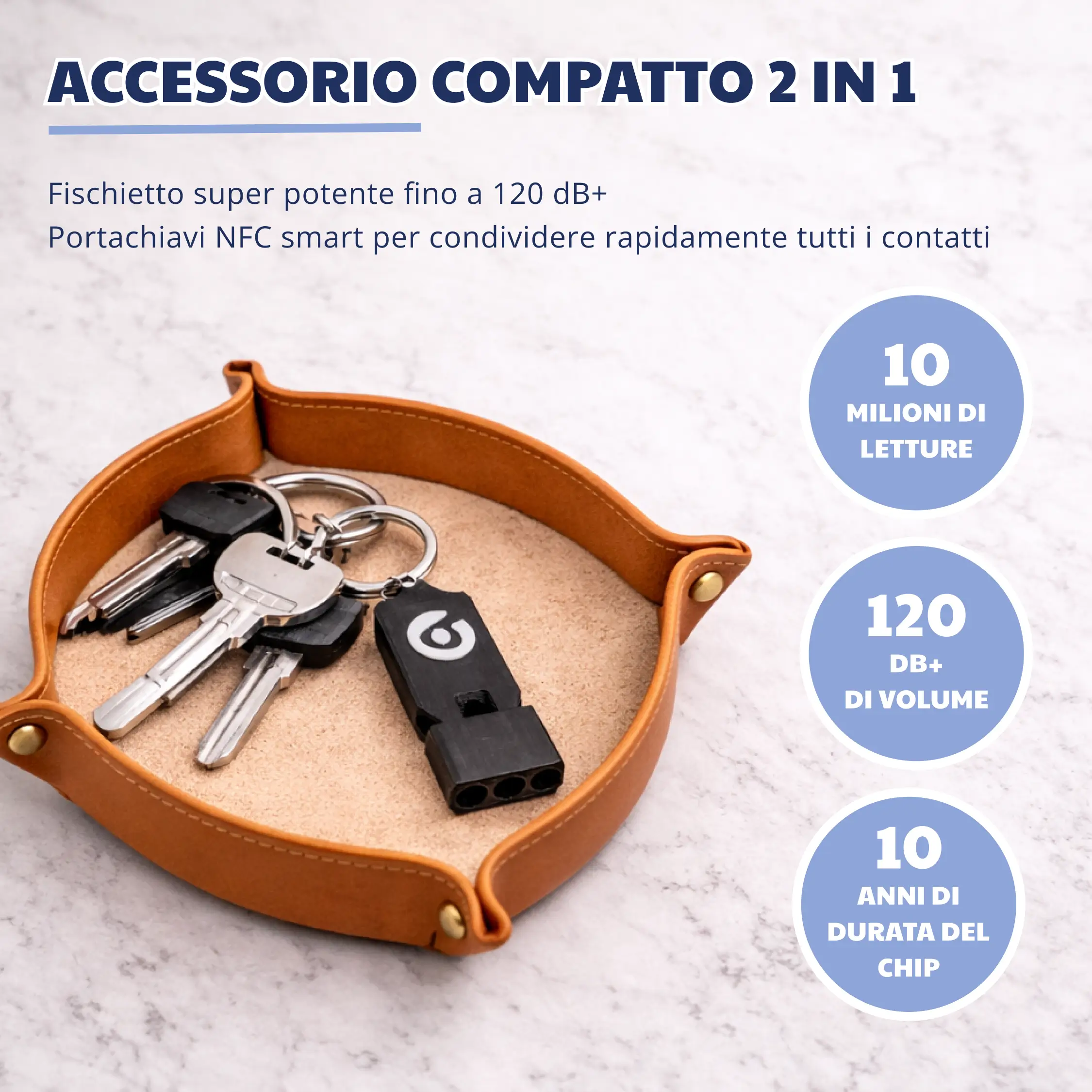Portachiavi NFC Fischietto 2 in 1 – Biglietto da Visita Digitale Senza App con Sito Personale – Condividi Contatti, Social e Link con un Tocco – Compatibile iPhone Android - Immagine 2