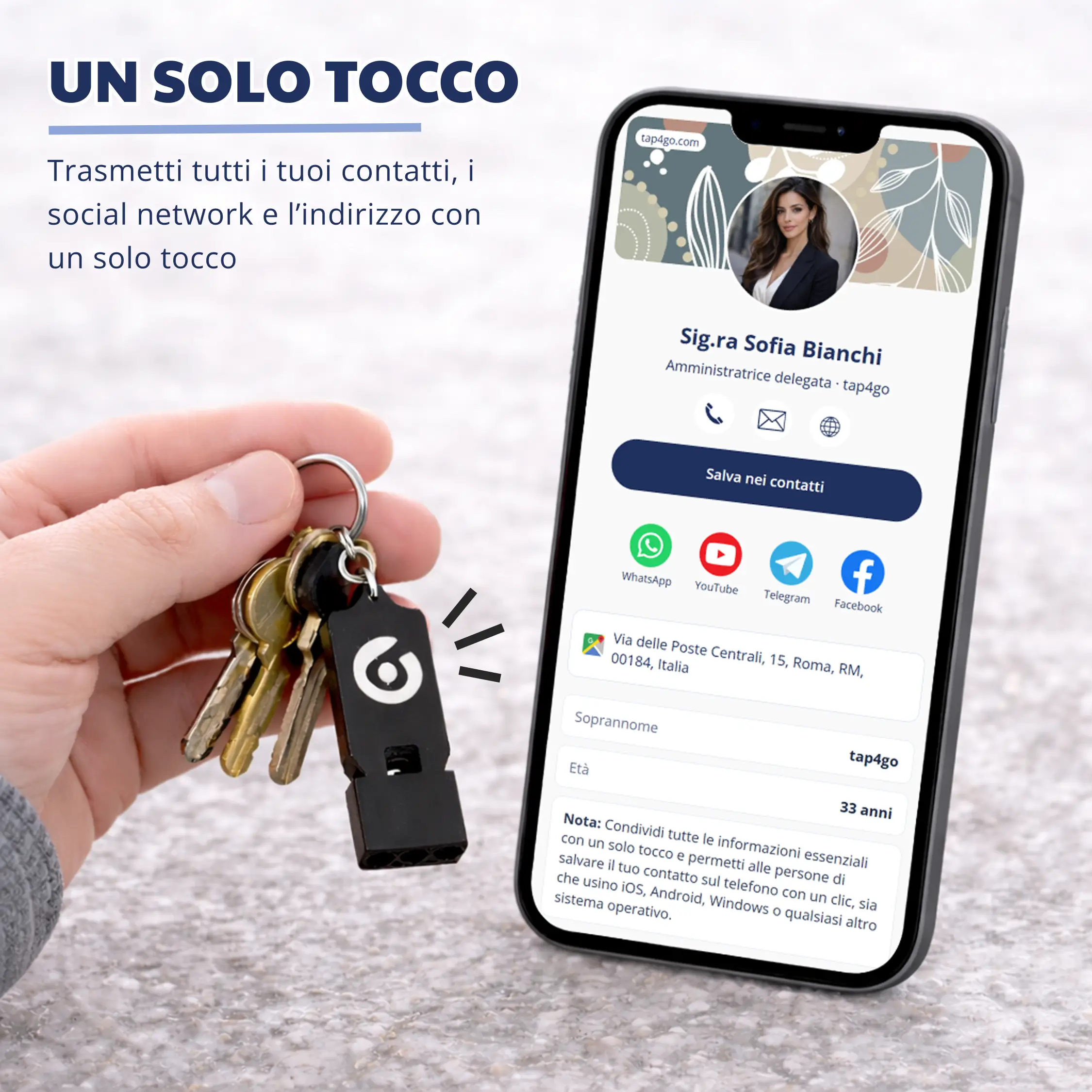 Portachiavi NFC Fischietto 2 in 1 – Biglietto da Visita Digitale Senza App con Sito Personale – Condividi Contatti, Social e Link con un Tocco – Compatibile iPhone Android - Immagine 4